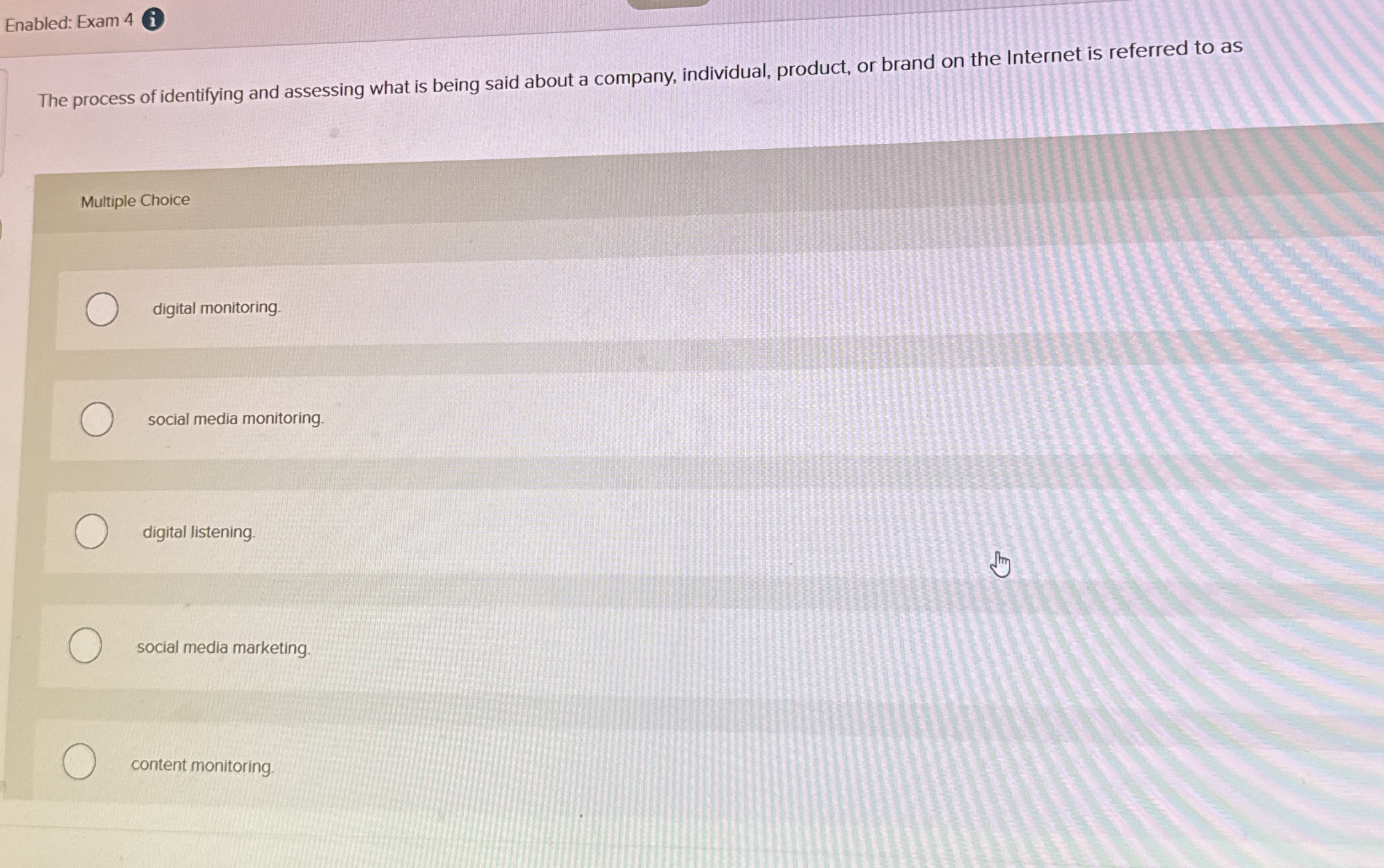 Enabled: Exam 4 ( i ) The process of identifying