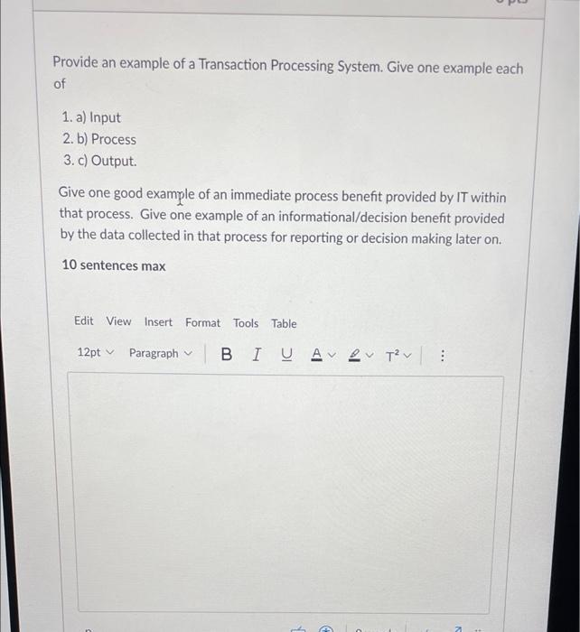 Provide an example of a Transaction Processing