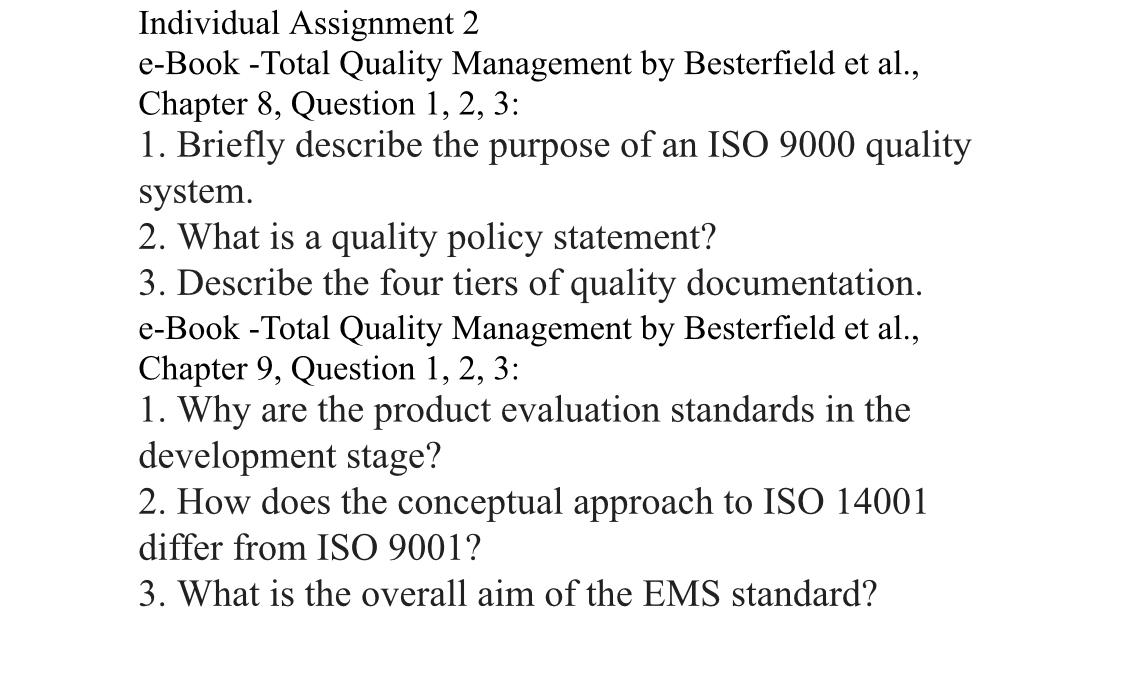 Individual Assignment 2 e-Book - Total Quality
