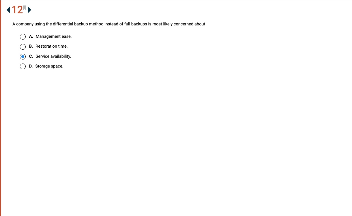 ( 1 2 " A company using the differential backup