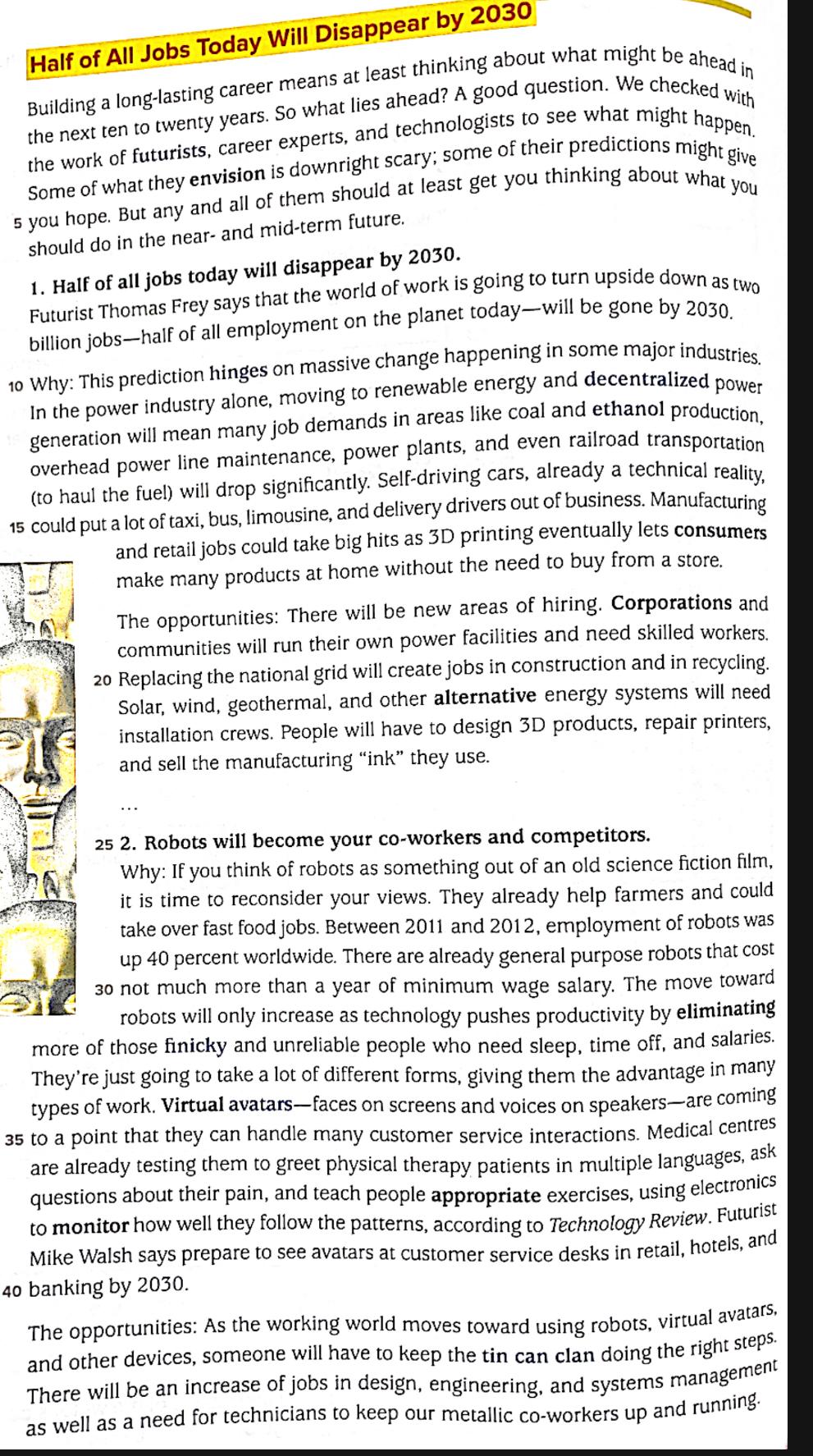 Reading: Read the following article first and