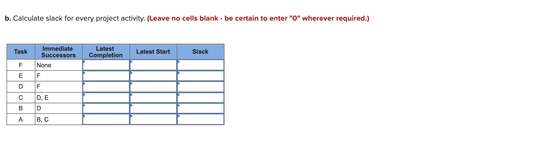 Given the following project network: TaskB 9