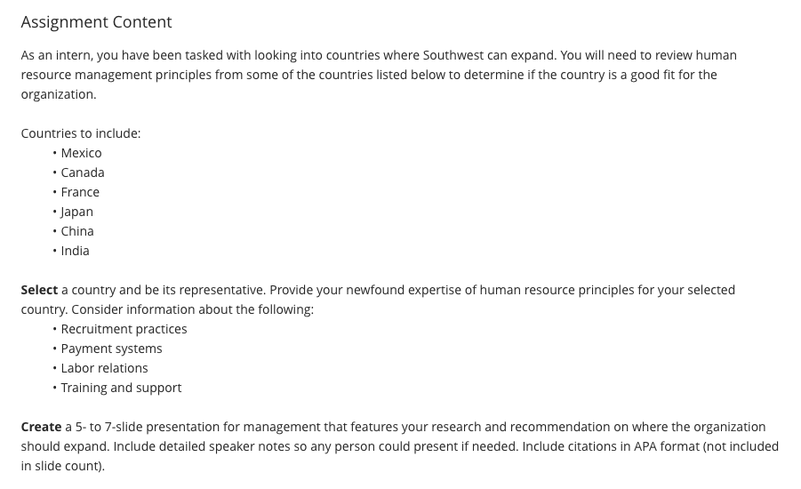 Assignment Content As an intern, you have been