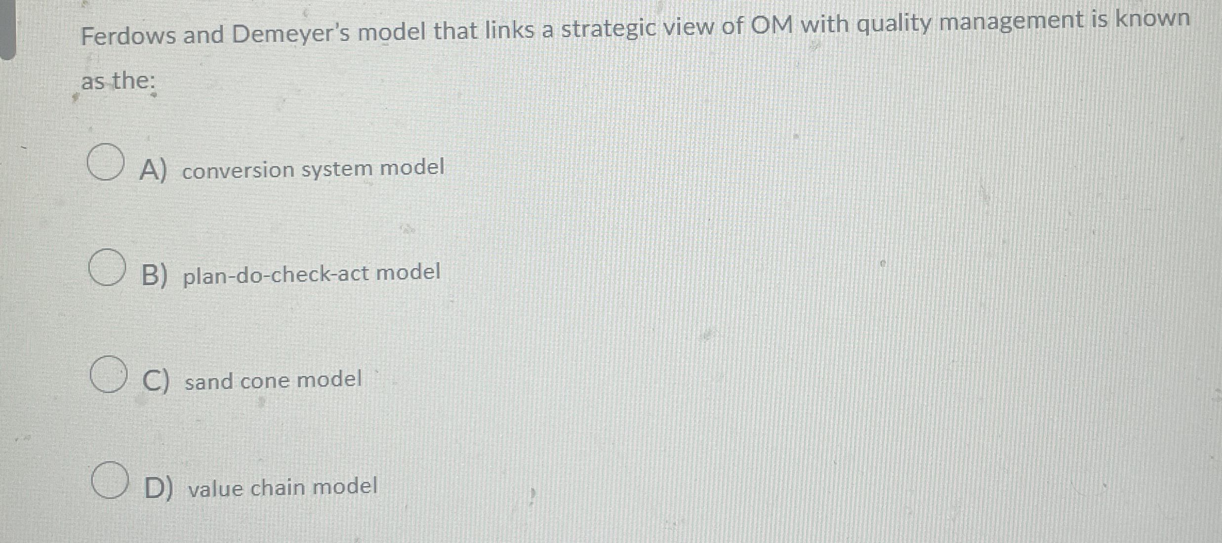 Ferdows and Demeyer's model that links a