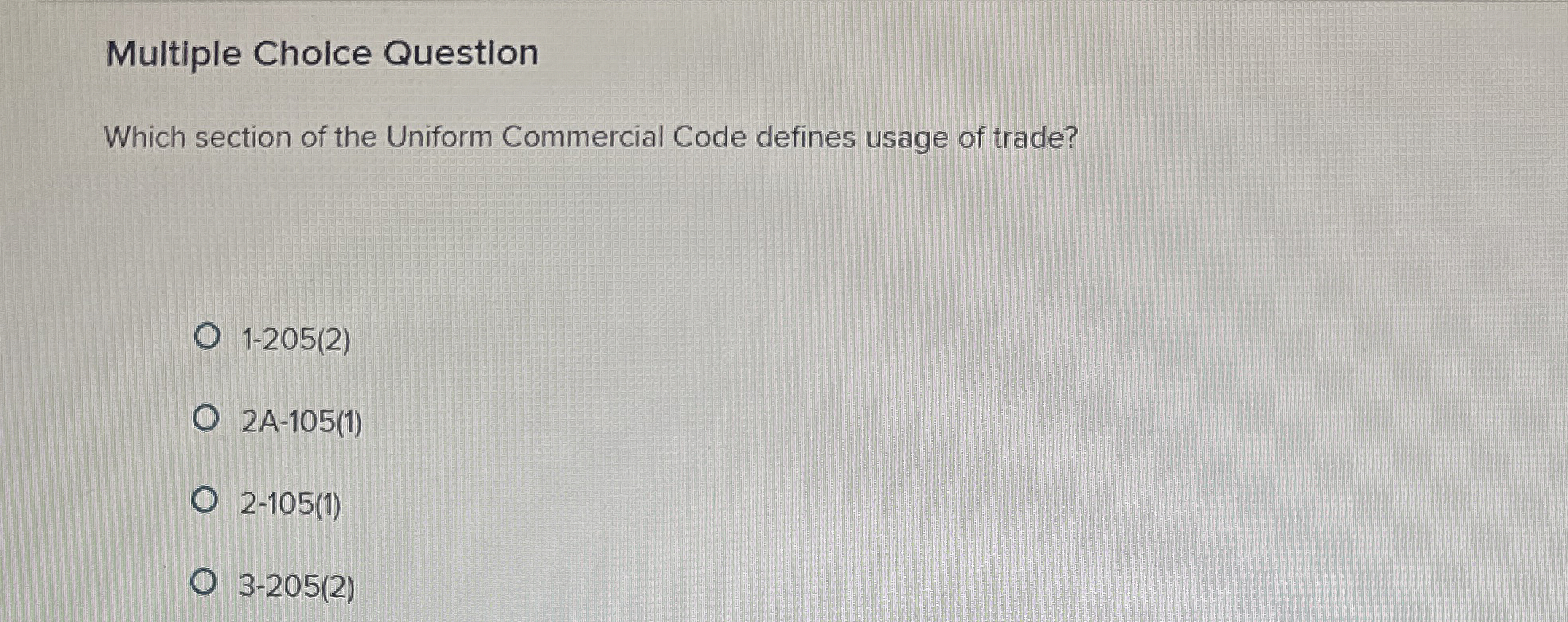 Multiple Choice Question Which section of the
