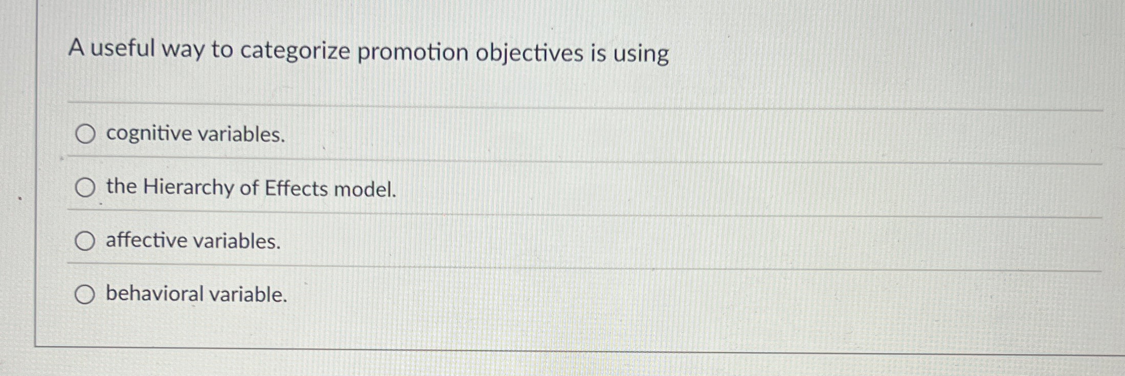 A useful way to categorize promotion objectives