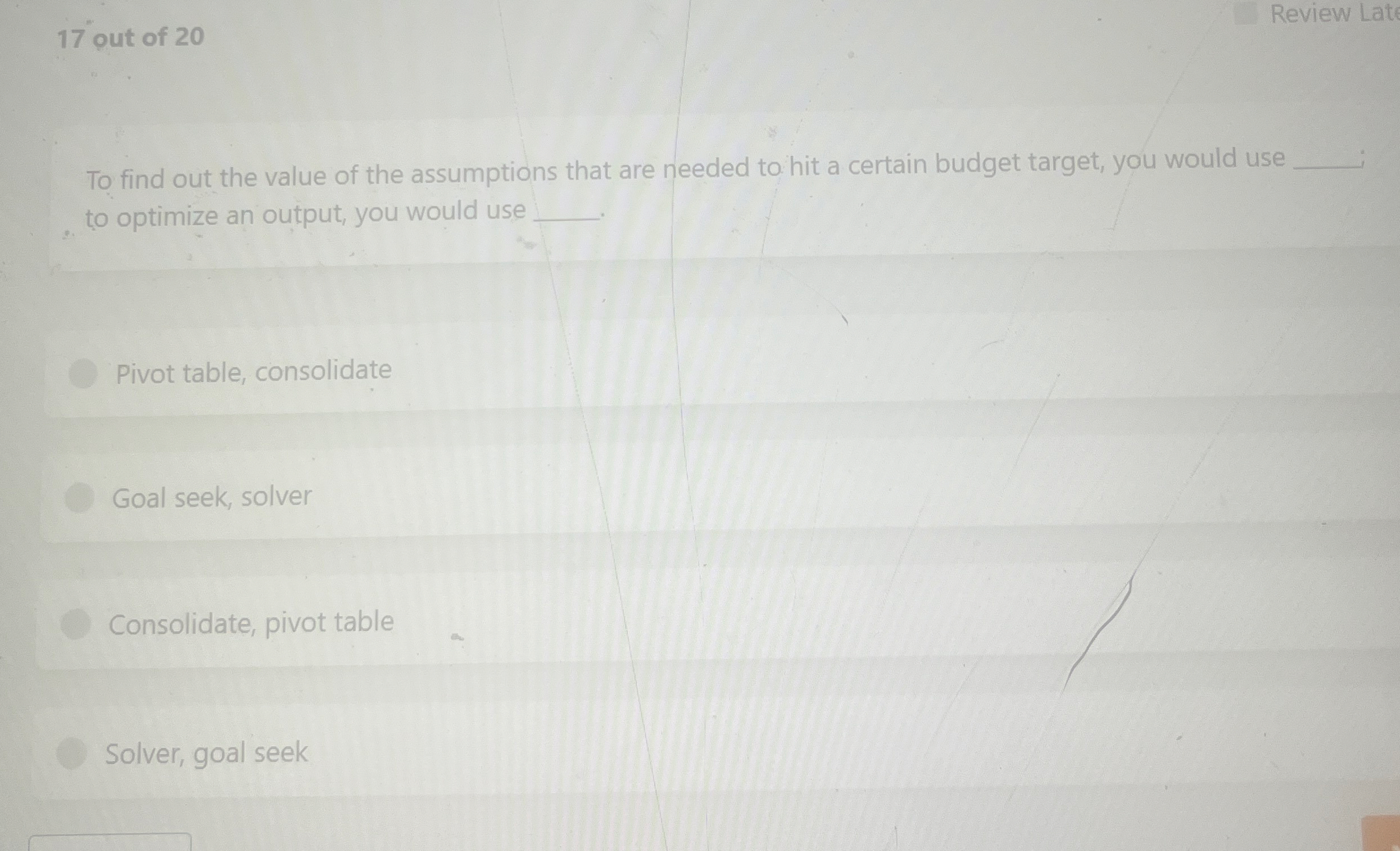 1 7 out of 2 0 Review Late To find out the value