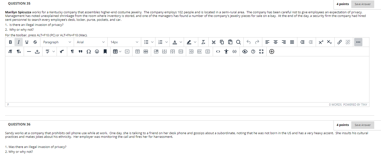 QUESTION 35 4 points Save Answer Marilyn Spicuzza