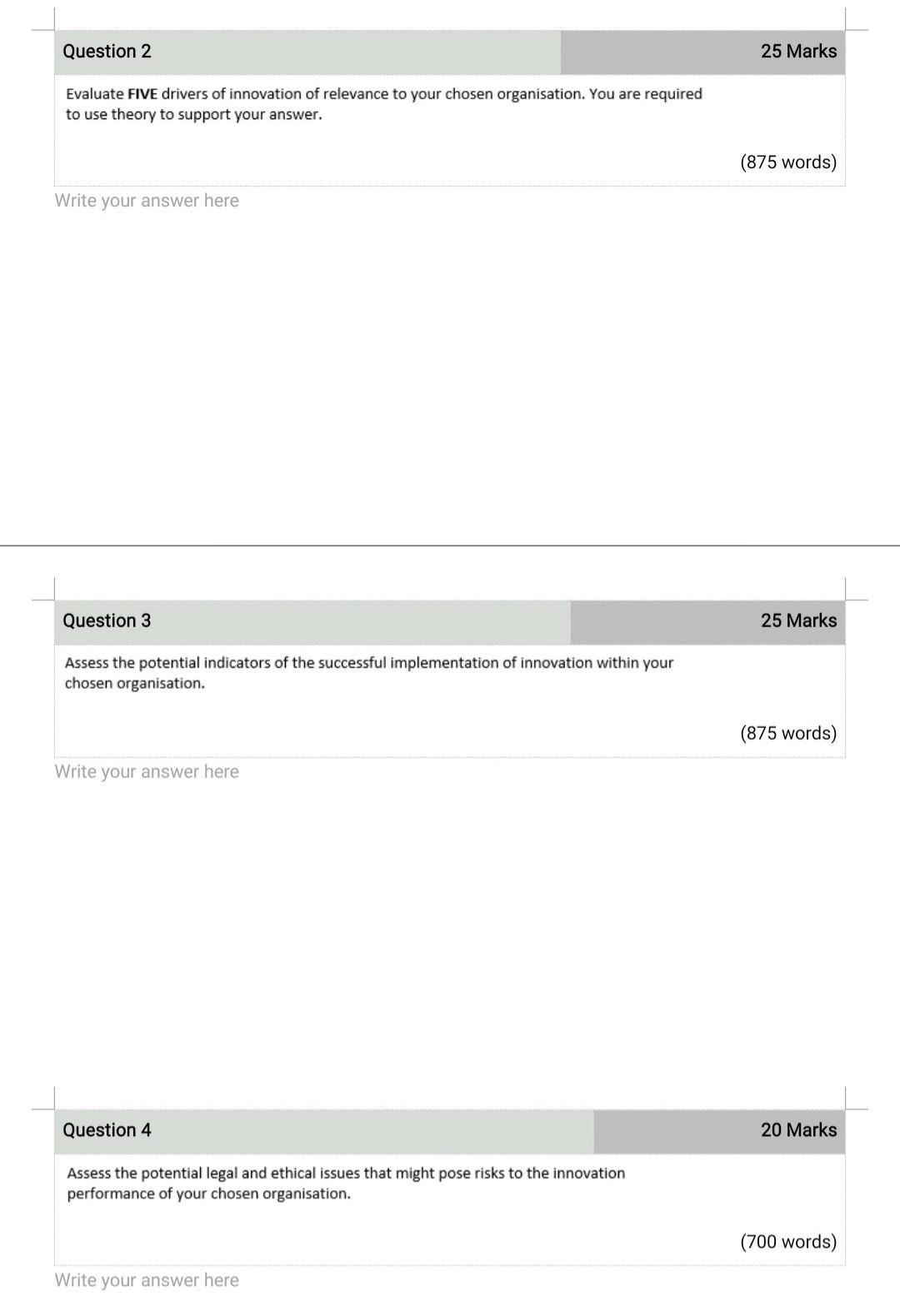 Chosen Organization for Questions 2-4: