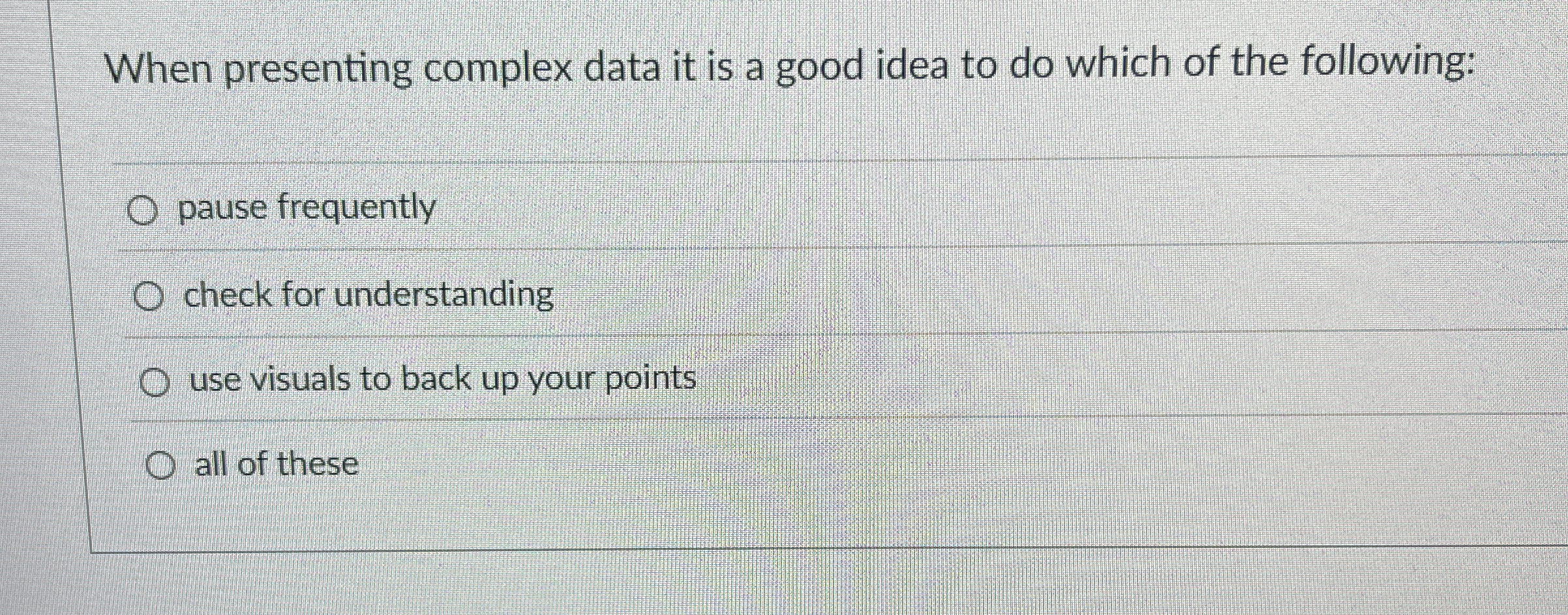 When presenting complex data it is a good idea to