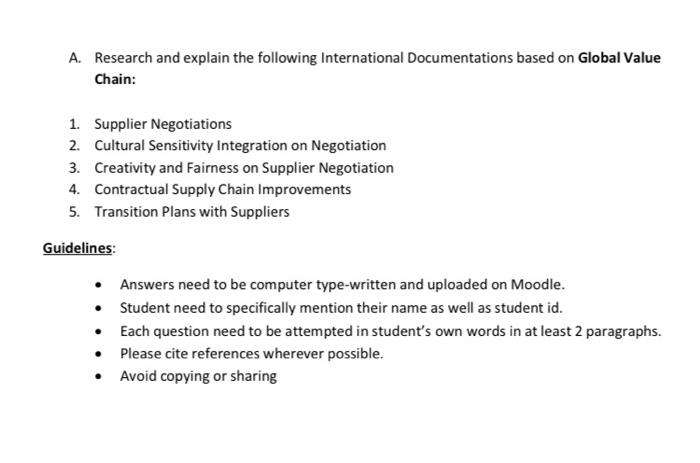 this is the question of Global value chain. A.