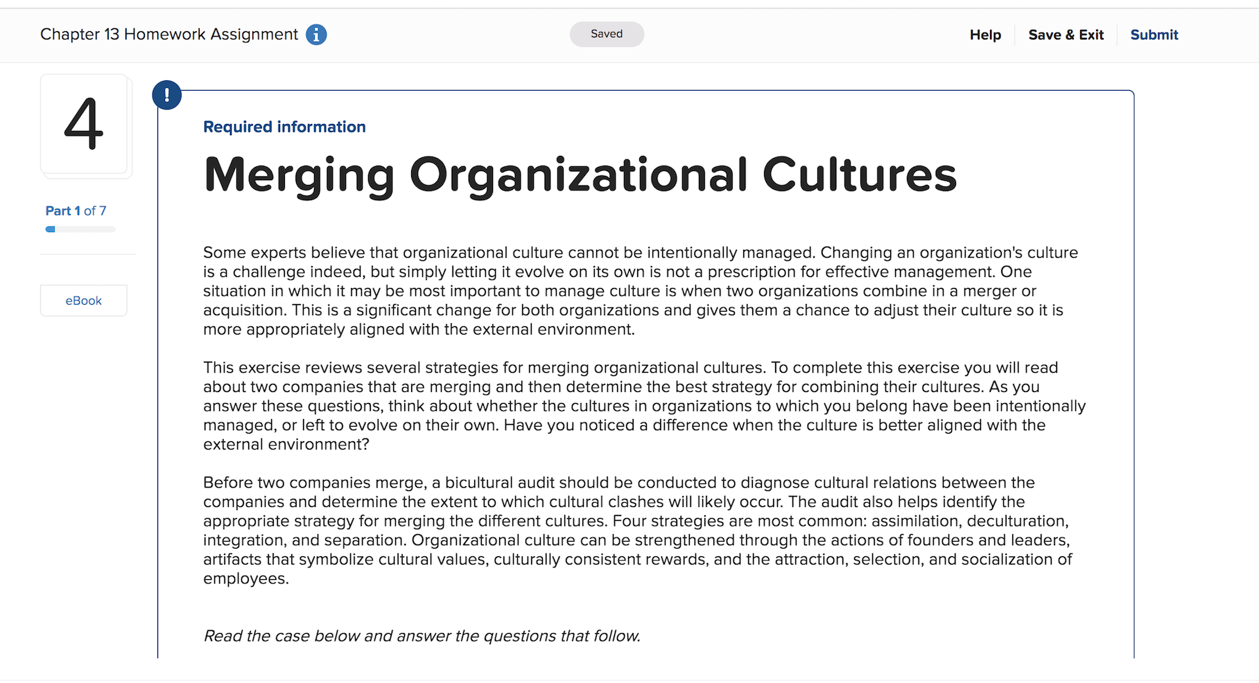 Chapter 13 Homework Assignment i Saved Help Save