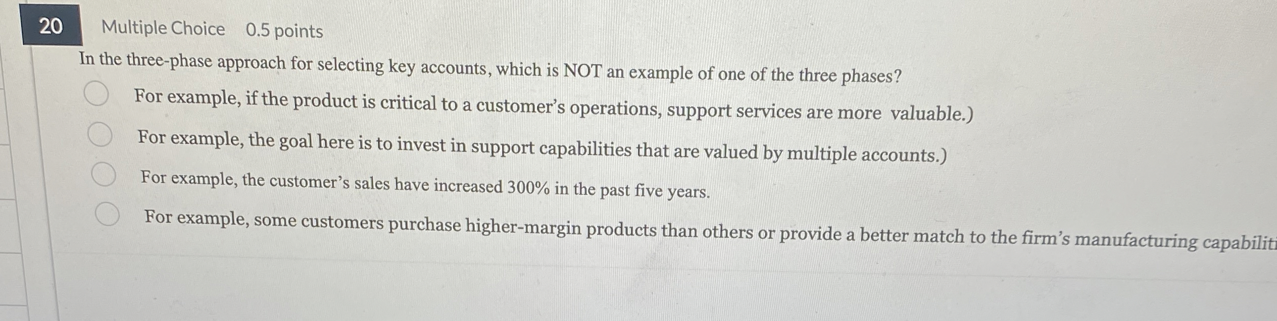 2 0 Multiple Choice 0 . 5 points In the three -