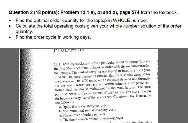 Question 2 (18 points): Problem 13.1 a), b) and