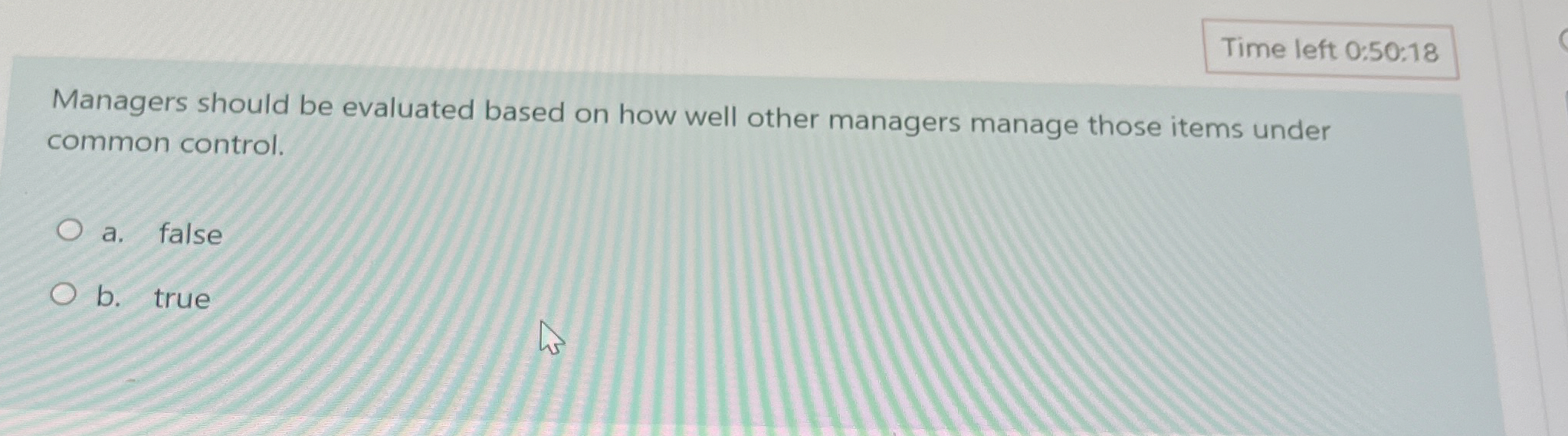 Time left 0 : 5 0 : 1 8 Managers should be
