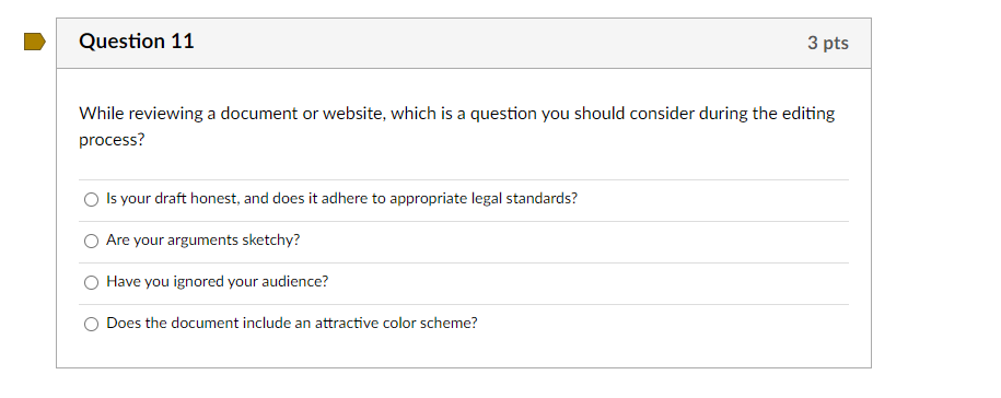 Question 11 3 pts While reviewing a document or