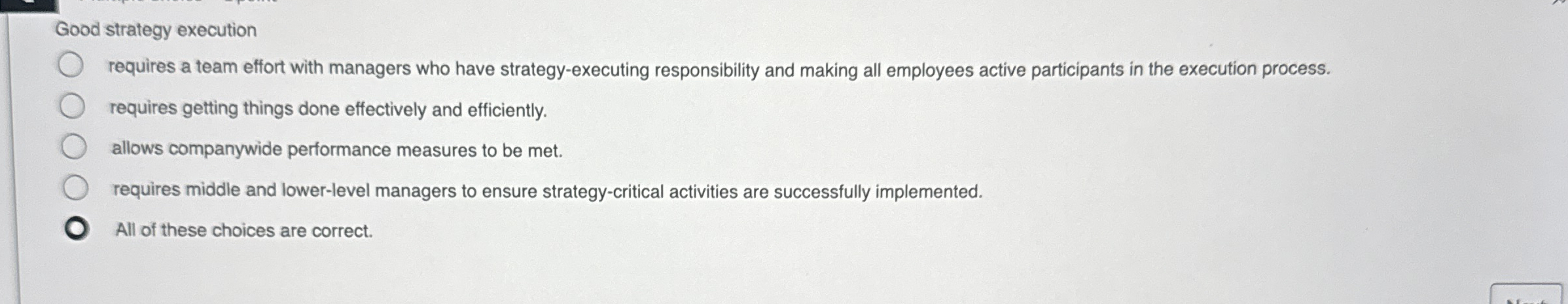 Good strategy execution requires a team effort