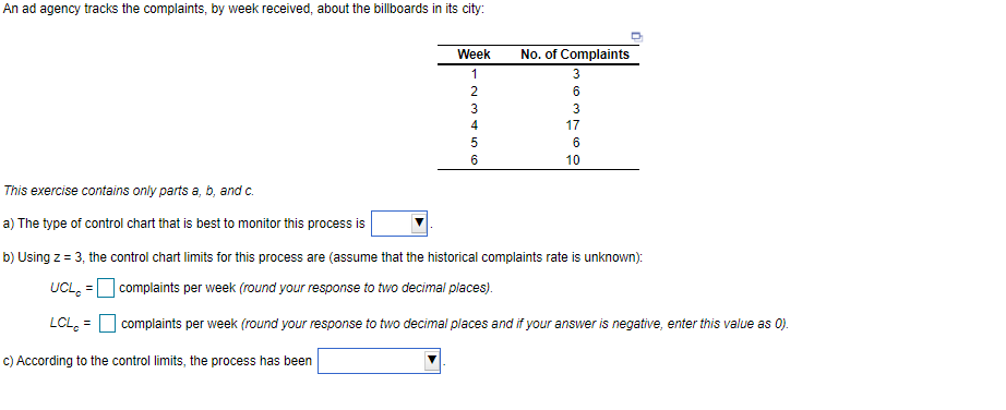 Options for A: p-chart, c-chart, x bar chart