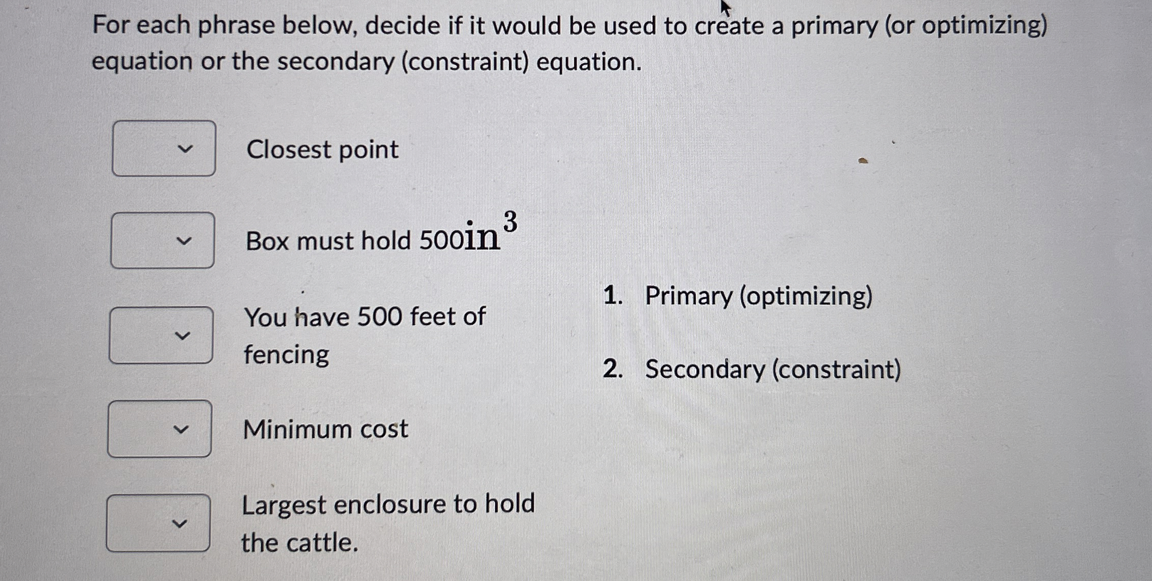 For each phrase below, decide if it would be used