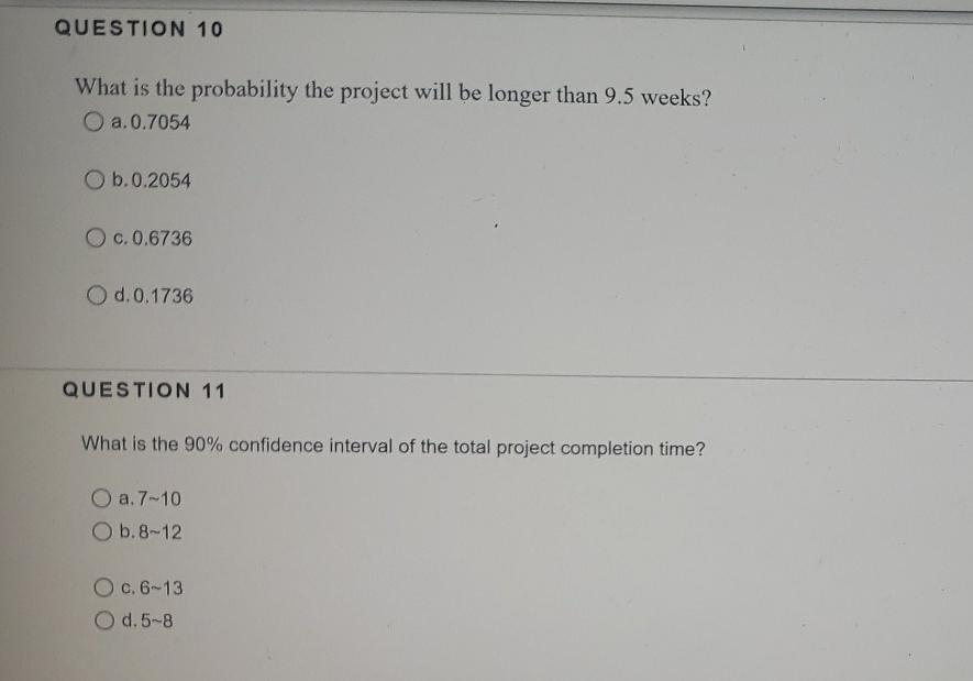 QUESTION 9 Given the following information,