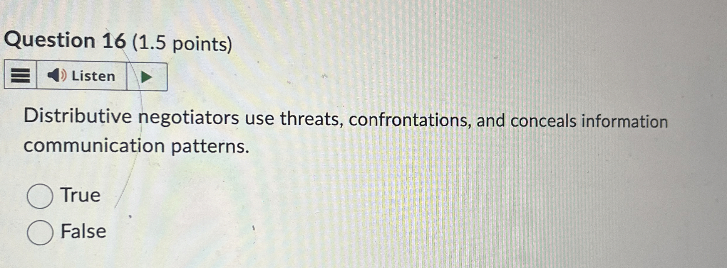 Question 1 6 ( 1 . 5 points ) Distributive