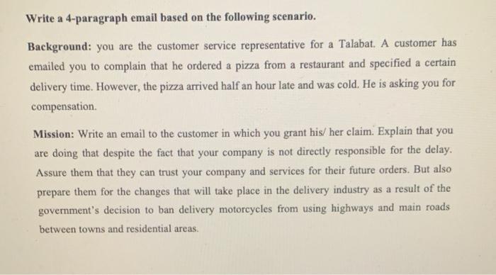 Write a 4-paragraph email based on the following