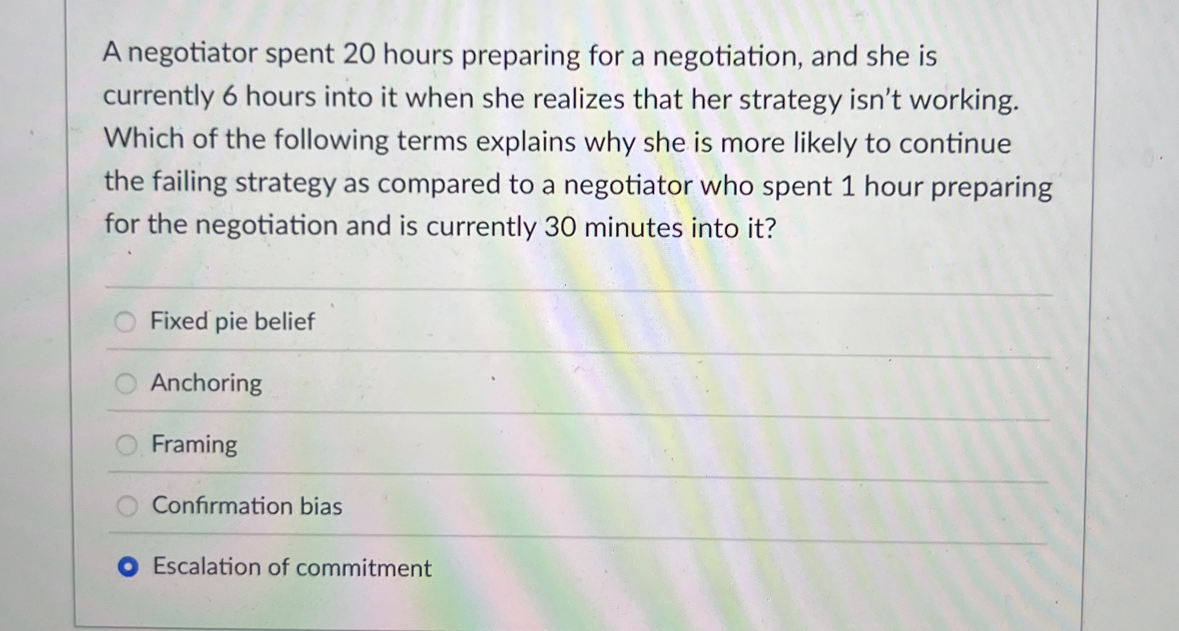 A negotiator spent 2 0 hours preparing for a