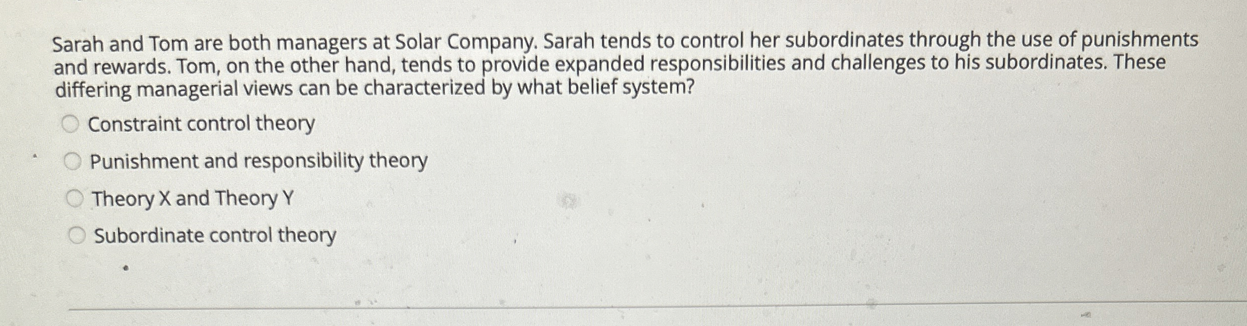 Sarah and Tom are both managers at Solar Company.