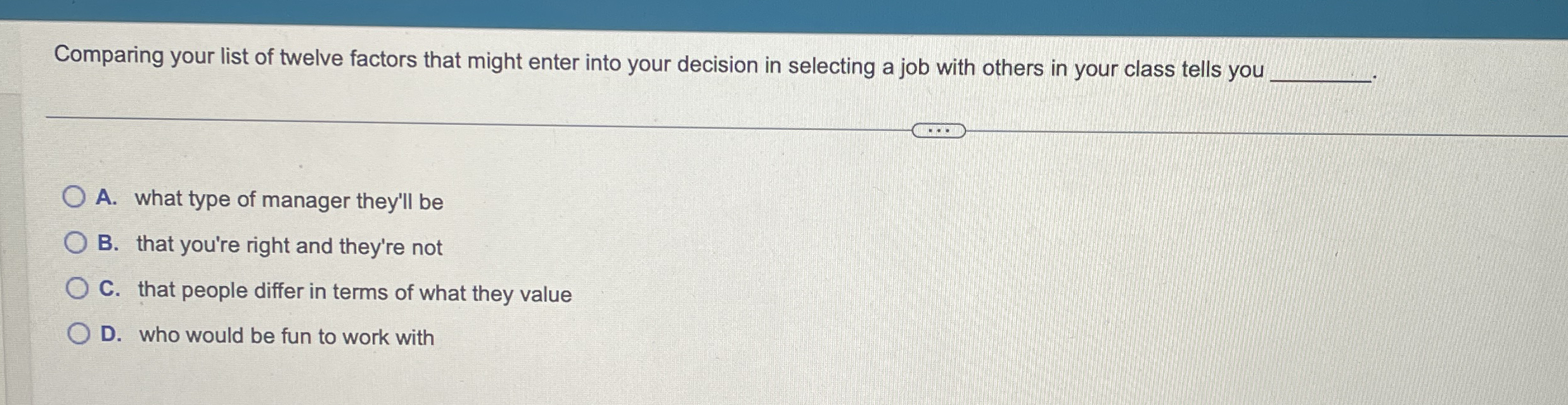Comparing your list of twelve factors that might
