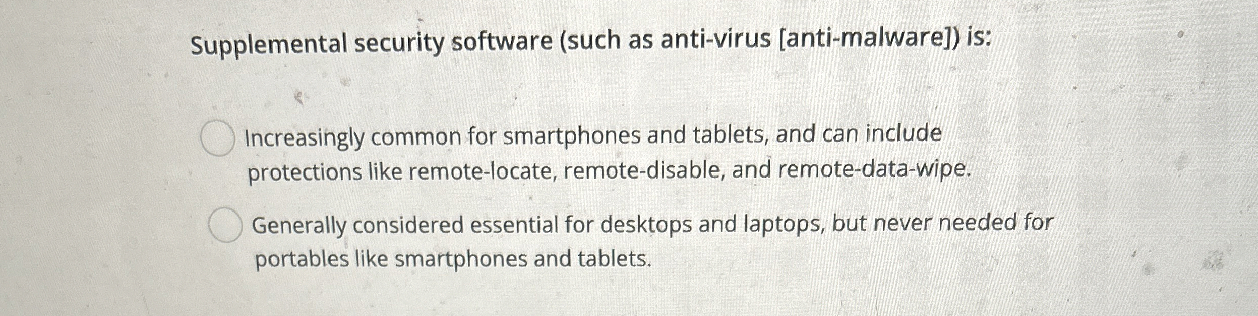 Supplemental security software ( such as anti -