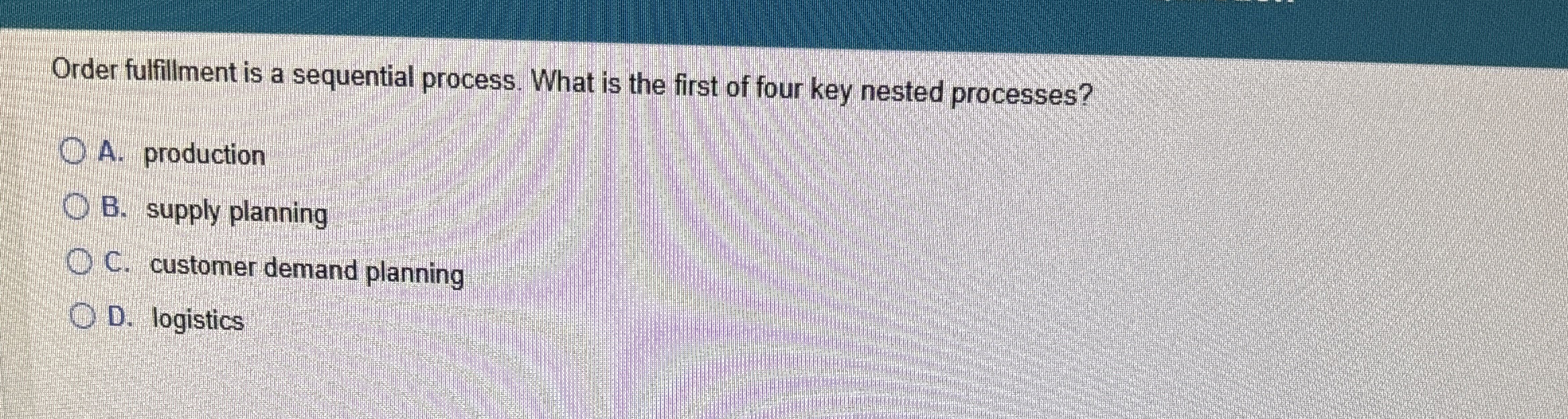 Order fulfilment is a sequential process. What is