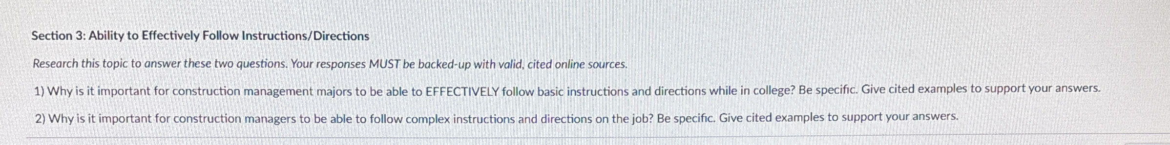 Section 3 : Ability to Effectively Follow