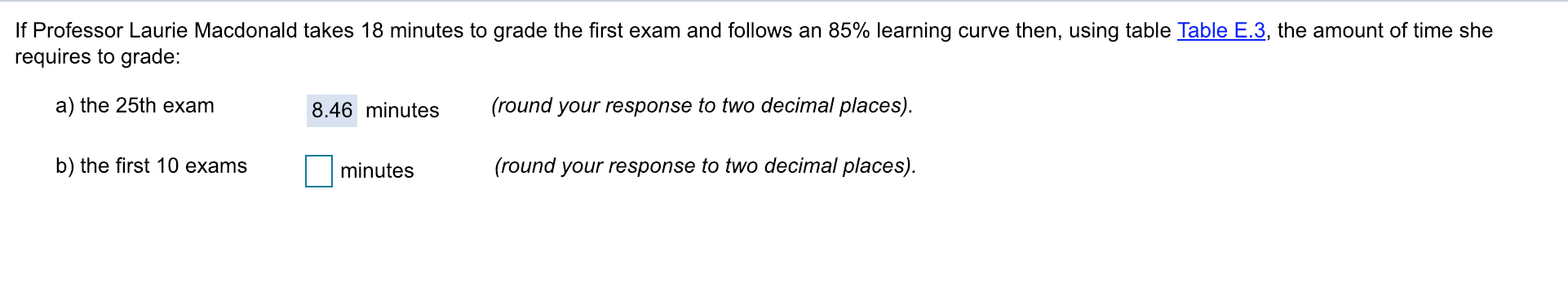 Learning curve coefficients 75% 80% 85% Unit