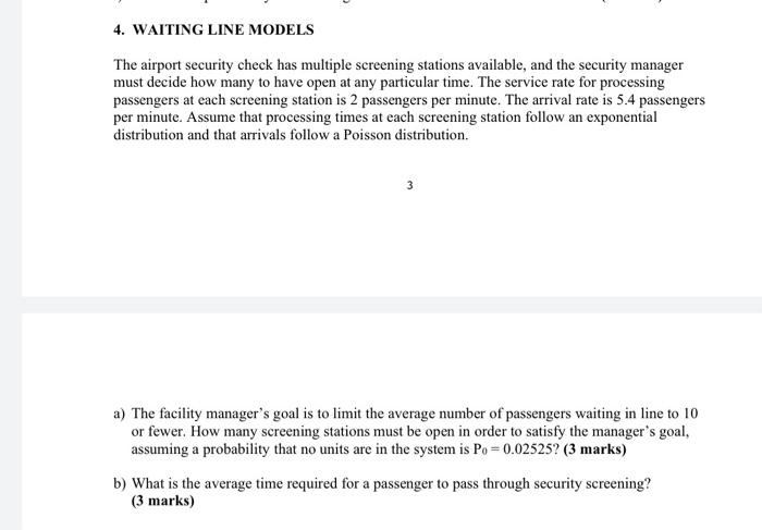 4. WAITING LINE MODELS The airport security check