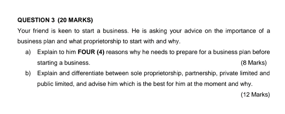 QUESTION 3 ( 2 0 MARKS ) Your friend is keen to