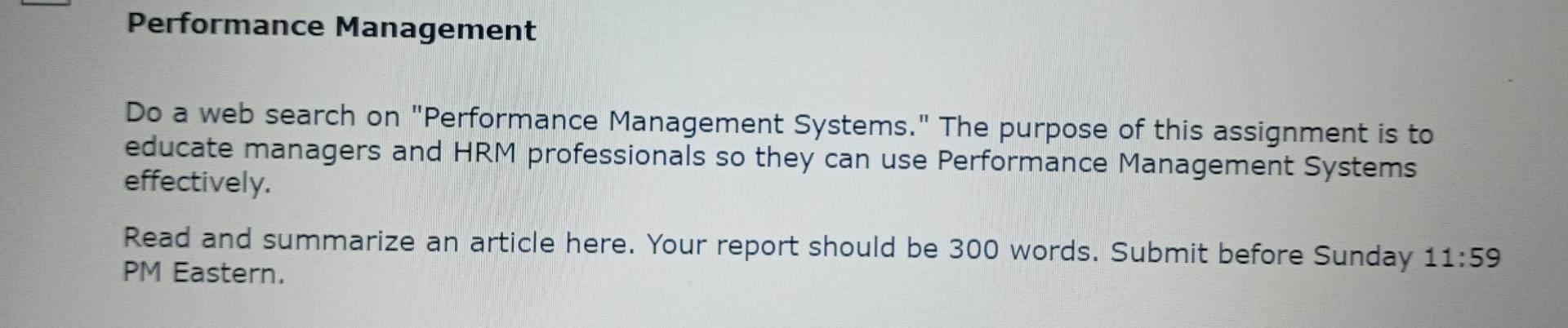 Performance Management Do a web search on