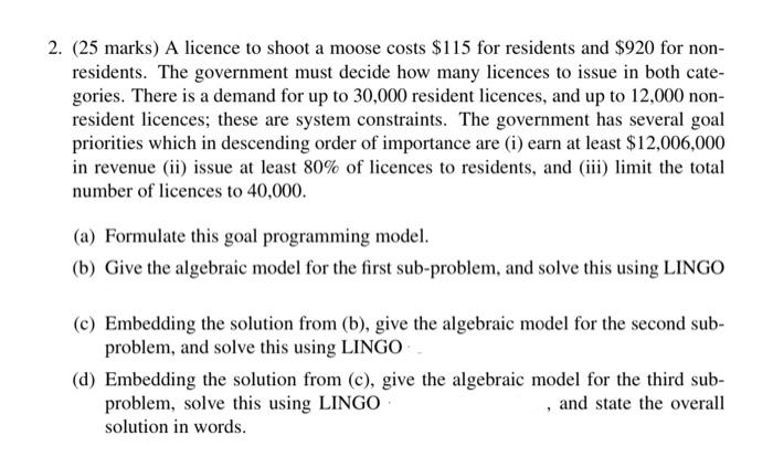 ****USE LINGO**** answers hsing excel woll be
