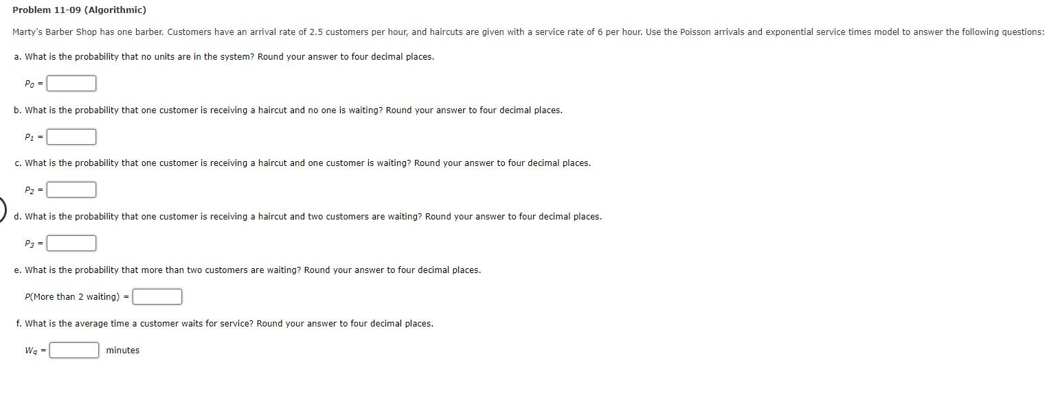 Problem 11-09 (Algorithmic) Marty's Barber Shop