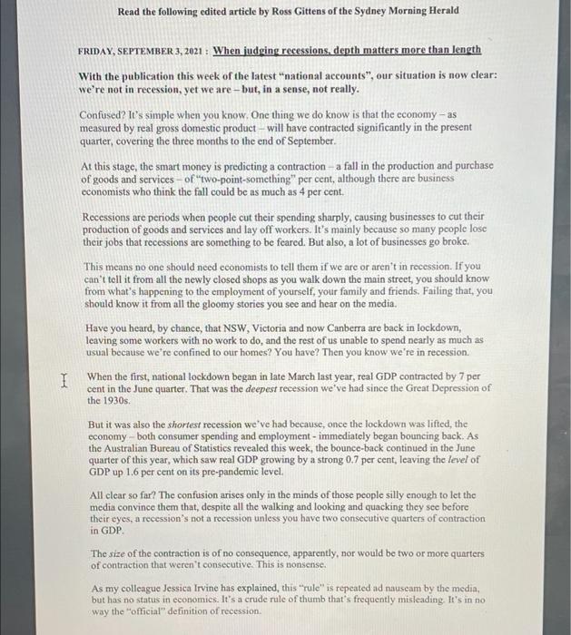 B3 Question (i) Starting from an equilibrium