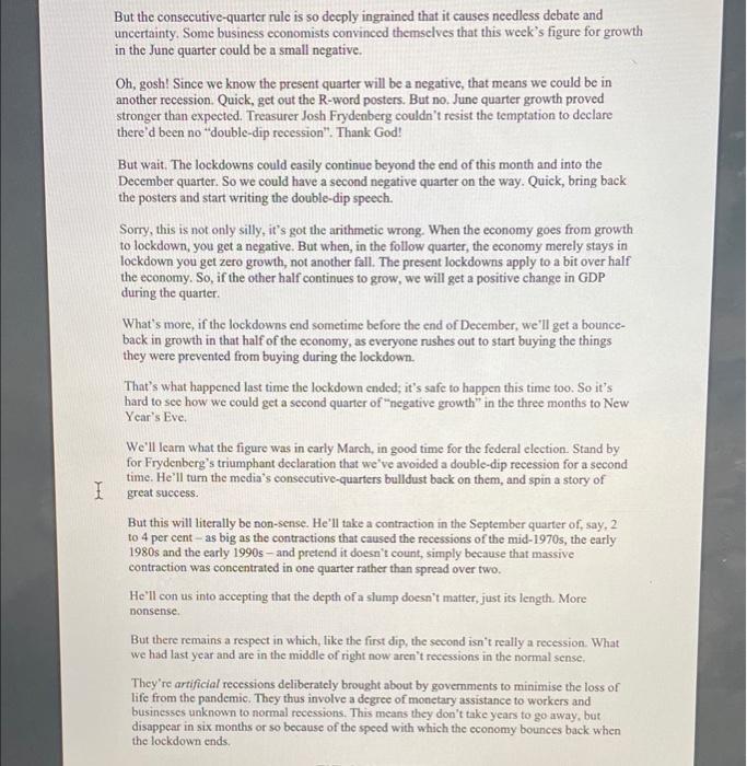 B3 Question (i) Starting from an equilibrium