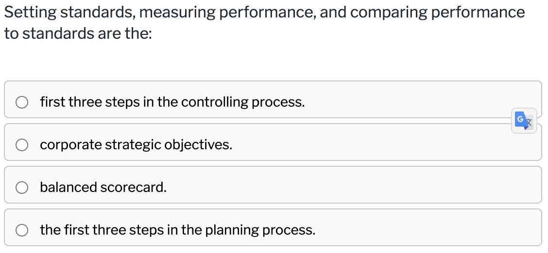 Setting standards, measuring performance, and