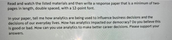 a Read and watch the listed materials and then