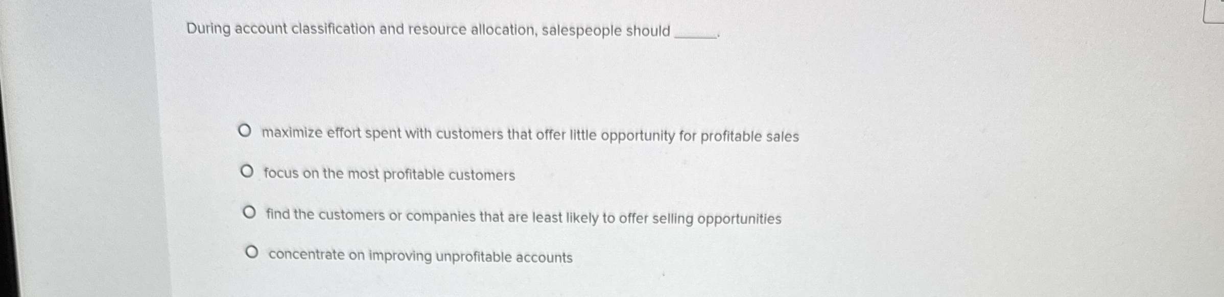 During account classification and resource