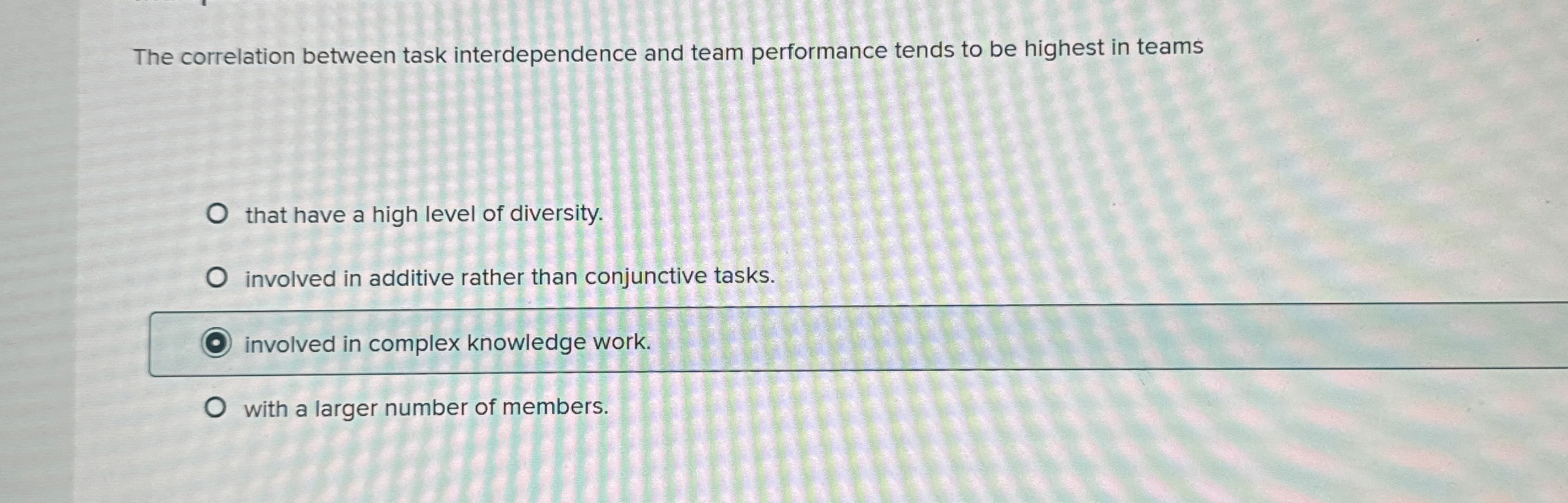 The correlation between task interdependence and