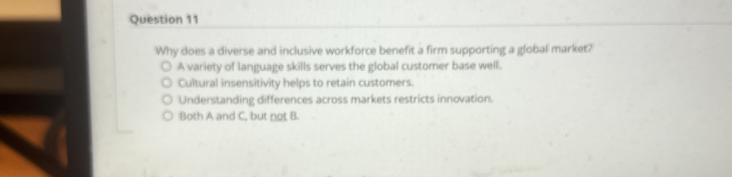 Question 1 1 Why does a diverse and indusive