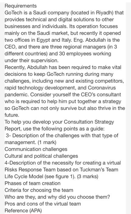 Requirements GoTech is a Saudi company (located