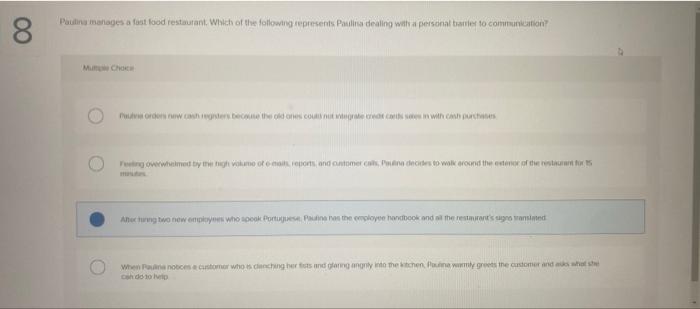 00 8 Patting manages a fast food restaurant.