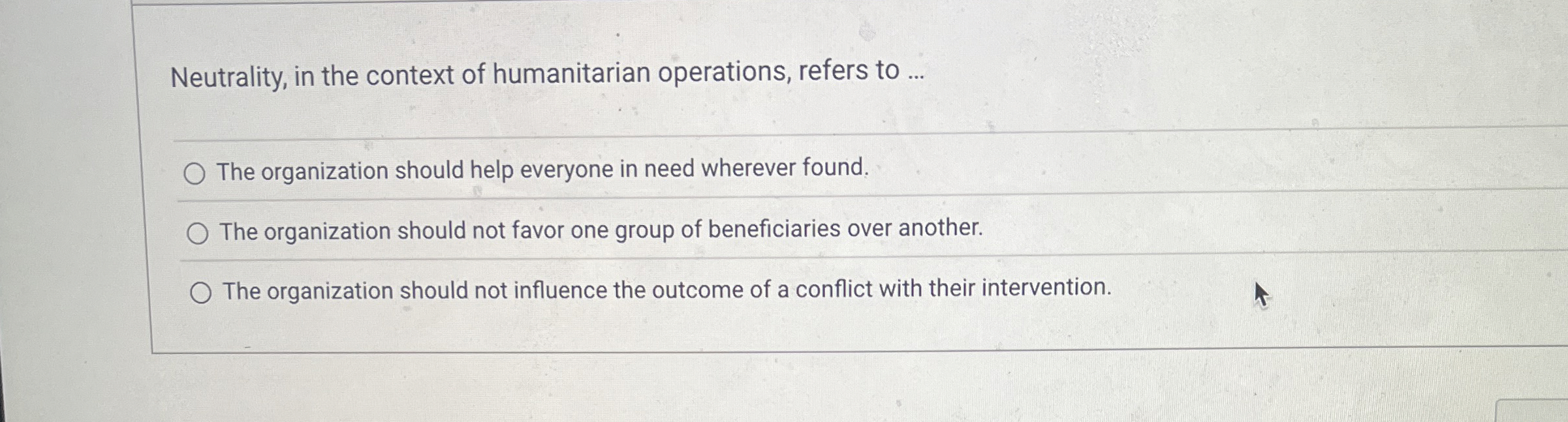 Neutrality, in the context of humanitarian
