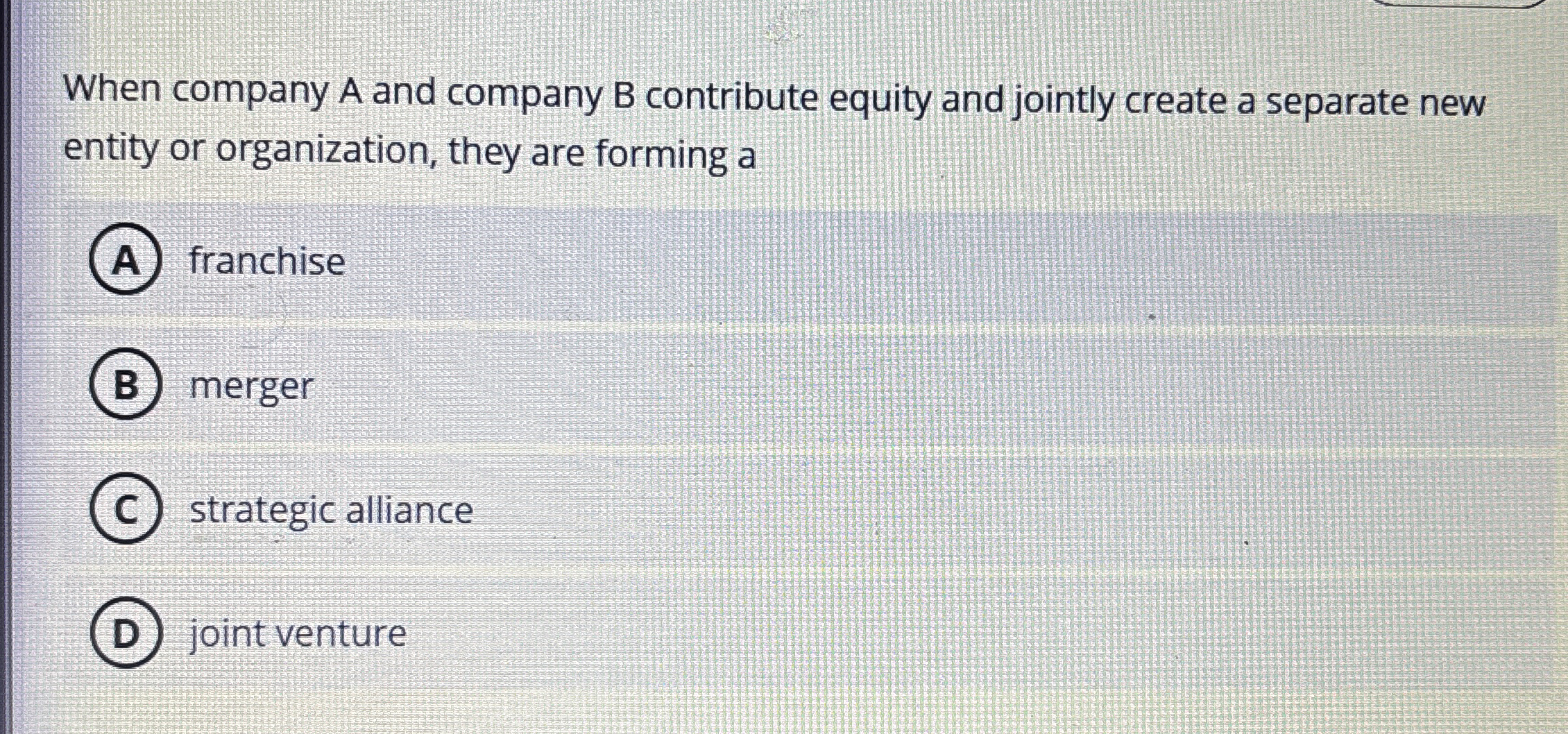 When company A and company B contribute equity