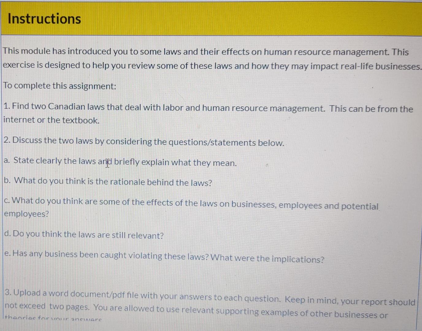 Instructions This module has introduced you to